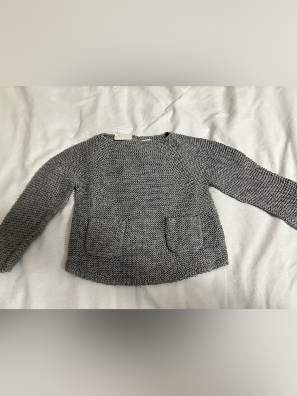 Zara Baby - 18-24 months Chunky Knit Gray Sweater with Front Pockets
